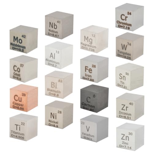 TsoLay Würfelset mit Metallischen Elementen, Zentimeterwürfel für Periodensystemserien – 99,99% Hohe Reinheit (0,39/10 Mm) von TsoLay