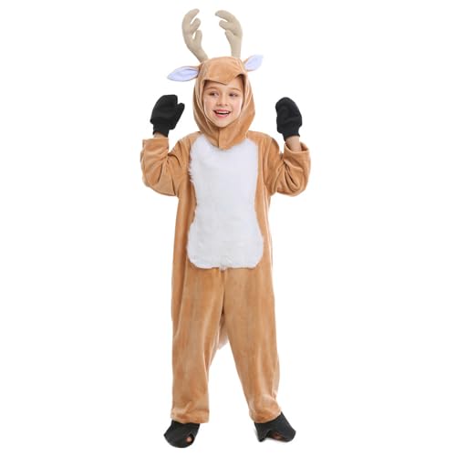 Tsuchiya Weihnachts-Hirschkostüm für Kinder | Weihnachts-Tier-Cosplay-Kostüme für Kinder - Kostü -Requisiten aus Plüschmaterial für Halloween-Kostümpartys, Bühnenauftritte, Alltagskleidung von Tsuchiya