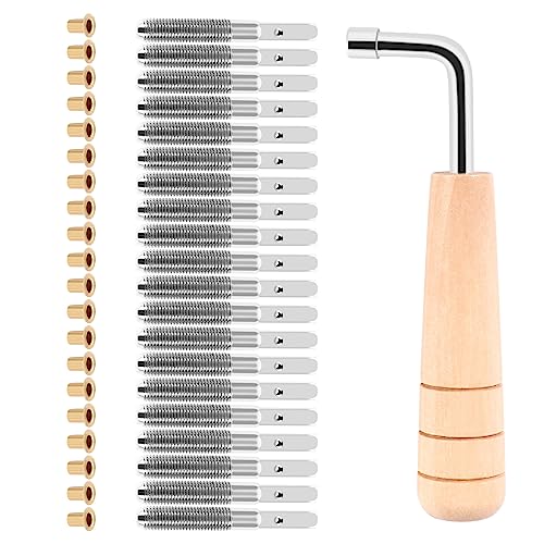 Tsudoku 20 Stück Stimmnägel und 20 Stück Nieten, mit Stimmschlüssel in L-Form, für Musikinstrumente von Harfe und Harfe von Tsudoku
