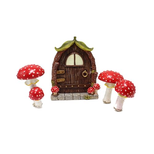 Ttiy Leuchtendes Pilzhaus Harz Miniatur-Gartenstatue Kreative Pilzfigur DIY Feenhaus Gartenskulptur für Heimdekoration (B) von Ttiy