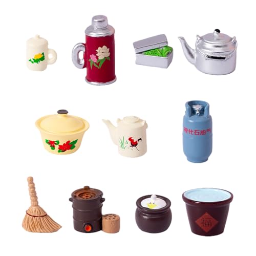 Ttiy Miniatur-Küchenzubehör Kunststoff Puppenhaus Möbel Stilvolle Puppenhaus Ornamente Set für DIY Haus Modell 1 Set von Ttiy