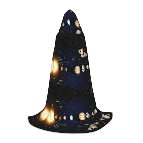 Ttkjshmgc Exploring the Solar System – Bedruckter Jugend-Kapuzenumhang – bedruckter, verstellbarer Umhang für Teenager, Halloween-Abenteuer, Partys und festliche Kleidung mit einfachem Tragen. von Ttkjshmgc