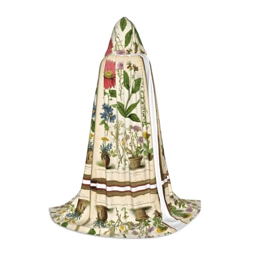 Ttkjshmgc Floral in the old book – Bedruckter Jugend-Kapuzenumhang – bedruckter, verstellbarer Umhang für Teenager, Halloween-Abenteuer, Partys und festliche Kleidung mit einfachem Tragen. von Ttkjshmgc