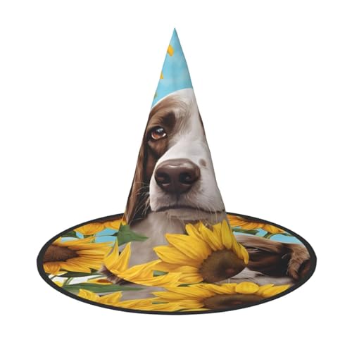 Ttkjshmgc Hund mit Sonnenblumen-Druck, Festival-Krone, kompakter Kostüm-Kopfschmuck für Halloween und Larp, verstellbare Gothic-Tiara mit maschinenwaschbarem Stoff Ttkjshmgc Hund mit Sonnenblumen-Druck, Festival-Krone, kompakter Kostüm-Kopfschmuck für Halloween und Larp, verstellbare Gothic-Tiara mit maschinenwaschbarem Stoff von Ttkjshmgc