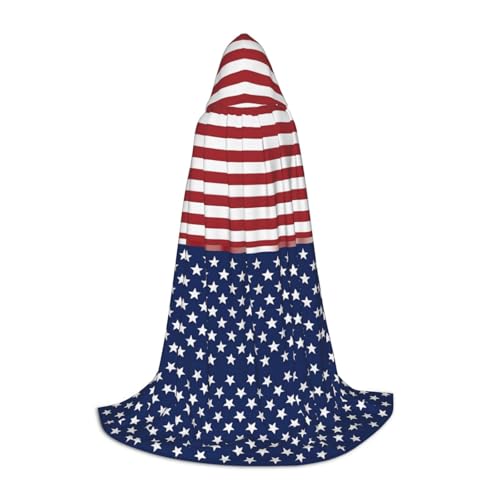 Ttkjshmgc Kapuzenumhang mit Flagge, Sterne, Streifen, bedruckt, verstellbar, für Teenager, Halloween-Abenteuer, Partys und festliche Kleidung, einfach zu tragen. von Ttkjshmgc