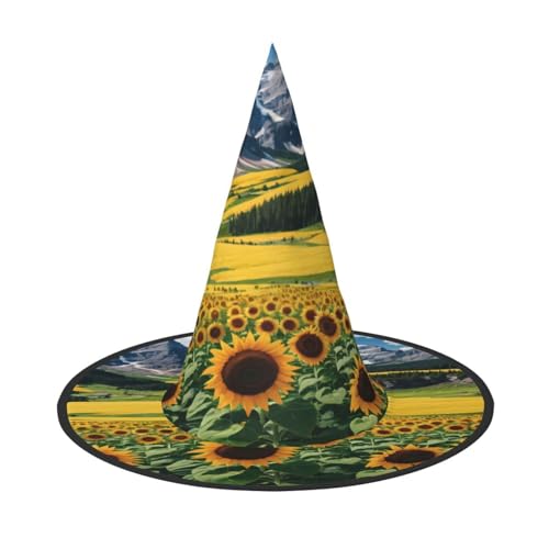 Ttkjshmgc Sonnenblumen-Druck, Festival-Krone, kompakter Kostüm-Kopfschmuck für Halloween und Larp, verstellbare Gothic-Tiara mit maschinenwaschbarem Stoff von Ttkjshmgc