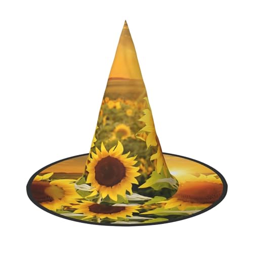 Ttkjshmgc Sonnenblumen-Druck, Festival-Krone, kompakter Kostüm-Kopfschmuck für Halloween und Larp, verstellbare Gothic-Tiara mit maschinenwaschbarem Stoff von Ttkjshmgc