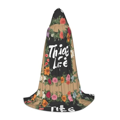 Ttkjshmgc Thug Life Kapuzenumhang mit Blumenmuster, bedruckter, verstellbarer Umhang für Teenager, Halloween-Abenteuer, Partys und festliche Kleidung, einfach zu tragen. von Ttkjshmgc