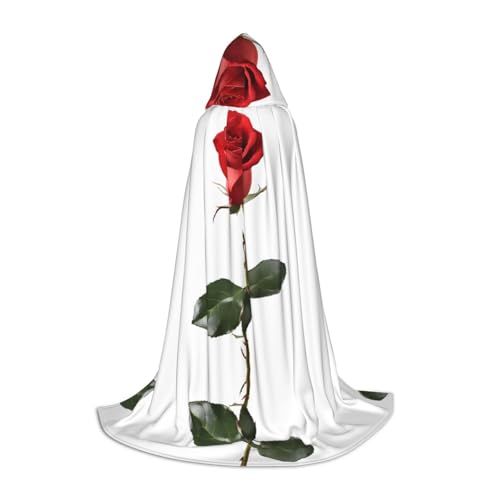 Ttkjshmgc Umhang mit roter Rose – bedruckter verstellbarer Umhang für Teenager, Halloween-Abenteuer, Partys und festliche Kleidung, einfach zu tragen. von Ttkjshmgc