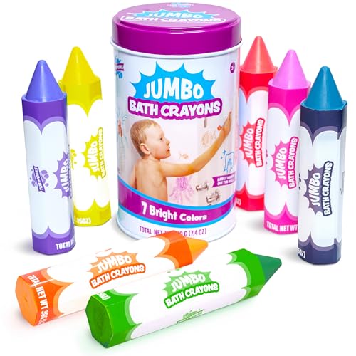 Tub Works® Smooth™ Jumbo Bath Crayons Badespielzeug | Ungiftige, abwaschbare Bademalstifte für kleine & große Kinder, Malt auf nassen & trockenen Wannenwänden, Einfach zu greifende Badewannenmalstifte von Tub Works