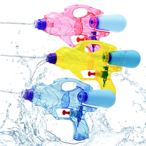 3er-Pack Wasserpistolen für Kinder und Erwachsene, Wasserpistolen mit Abzug für Jungen und Mädchen, Super-Wasserblaster mit großer Reichweite, Sommerspielzeug für Schwimmb (Style 1：3pack) von Tubasaya