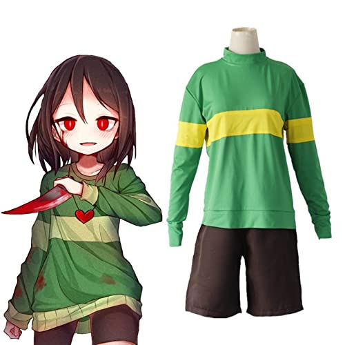 Tubaxing Anime Spiel Undertale Frisk Chara Cosplay Kostüm Andertail Sweatshirts Langarm Shorts Halloween Karneval Outfit von Tubaxing