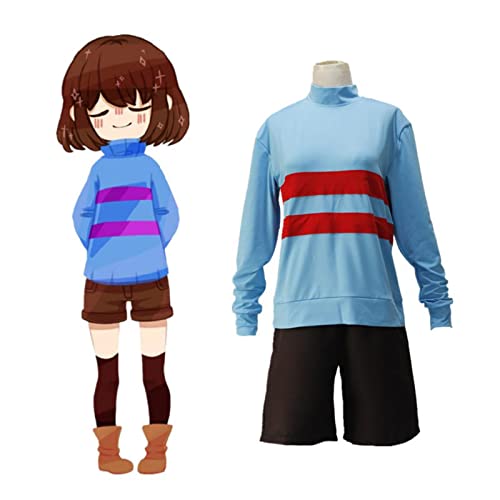 Tubaxing Anime Spiel Undertale Frisk Chara Cosplay Kostüm Andertail Sweatshirts Langarm Shorts Halloween Karneval Outfit von Tubaxing