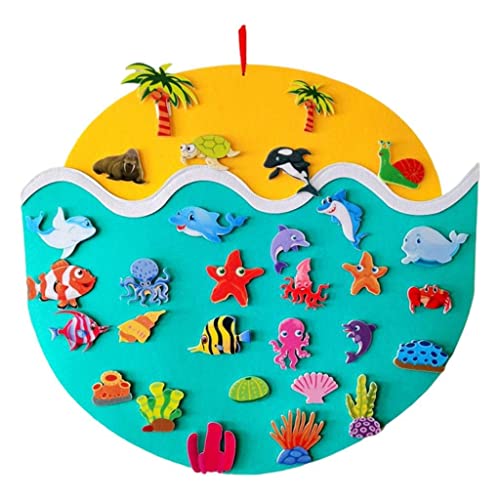 Tubayia Filz-Lernbrett mit Haken Lernspielzeug Fingergriff Sinnesspielzeug Wand Aktivität Spielzeug Zuhause Ornament (Ozean Welt) von Tubayia