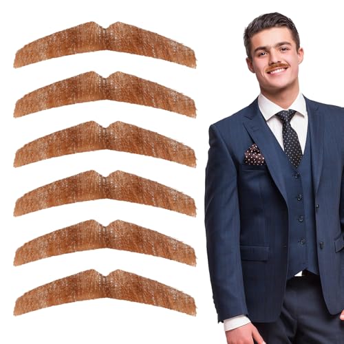 6PCS Schnurrbart zum Ankleben, Künstlicher Fake Bart, Kaninchenfellimitat Schnurrbart für Kostüm Cosplay Halloween Party（Braun） von Tucnoeu