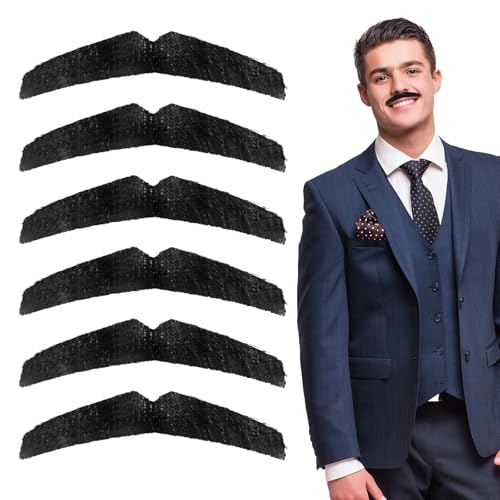 6PCS Schnurrbart zum Ankleben, Künstlicher Fake Bart, Kaninchenfellimitat Schnurrbart für Kostüm Cosplay Halloween Party（Schwarz） von Tucnoeu