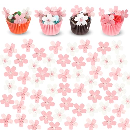 Tucnoeu 90 Stück Essbare Blumen Cupcake Toppers Rosa Tortendeko Blumen Essbare Blumen für Torte Geeignet für Hochzeit Geburtstag Party Babyparty von Tucnoeu