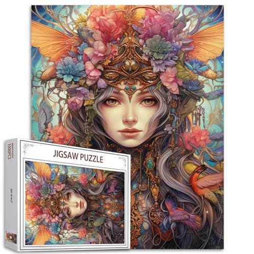 1000 Stück Blumen Fee Mädchen Puzzles für Erwachsene Moderne Porträts Jigsaw Puzzle für anspruchsvolle Familie Aktivität Spiele, Bunte Jigsaw Puzzles für dekorative Geschenke von Tucocoo