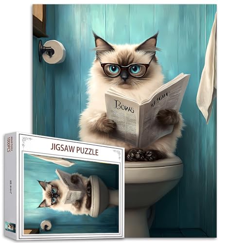 1000 Stück Jigsaw Puzzles für Erwachsene Siamkatze Go Toilet Puzzles Tier WC Puzzle Katze Zeitungspuzzle Herausfordernde Familienaktivität Spiele Buntes DIY Handwerk Puzzle für Home Decor Geschenke 1000 Stück Jigsaw Puzzles für Erwachsene Siamkatze Go Toilet Puzzles Tier WC Puzzle Katze Zeitungspuzzle Herausfordernde Familienaktivität Spiele Buntes DIY Handwerk Puzzle für Home Decor Geschenke von Tucocoo