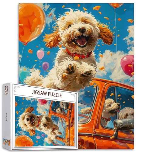 1000 Stück Jigsaw Puzzles für Erwachsene Tier/Wildlife Painting Jigsaw Puzzle Cute Pet Dog 1000 Stück Puzzles Game Bubbles Orange Car DIY Craft Puzzle Art Room Wall Decor Boho Gift(Colorful) von Tucocoo