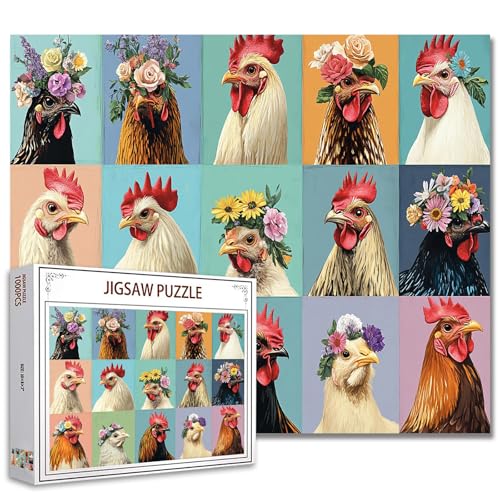 1000 Stück Puzzles für Erwachsene Adorable Rooster Jigsaw Puzzle Rooster Portraits 1000 Stück Puzzlespiel Verschiedene Hähne mit Blumenkronen Wanddekor DIY Craft Puzzle Bauernhof Tiere Kunst 1000 Stück Puzzles für Erwachsene Adorable Rooster Jigsaw Puzzle Rooster Portraits 1000 Stück Puzzlespiel Verschiedene Hähne mit Blumenkronen Wanddekor DIY Craft Puzzle Bauernhof Tiere Kunst von Tucocoo