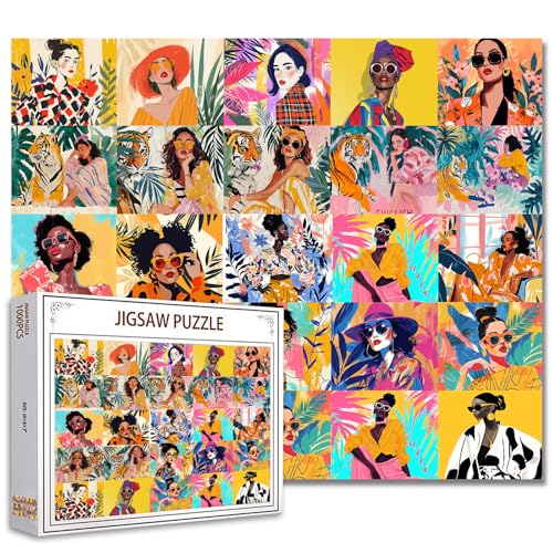 1000 Stück Puzzles für Erwachsene Amerika Afro Mädchen Malerei Jigsaw Puzzle Pretty Girls1000 Stück Puzzles Spiel Boho Musiker Spielen Geiger Wanddekoration Bunte DIY Handwerk Puzzle Kunst 50x70cm von Tucocoo