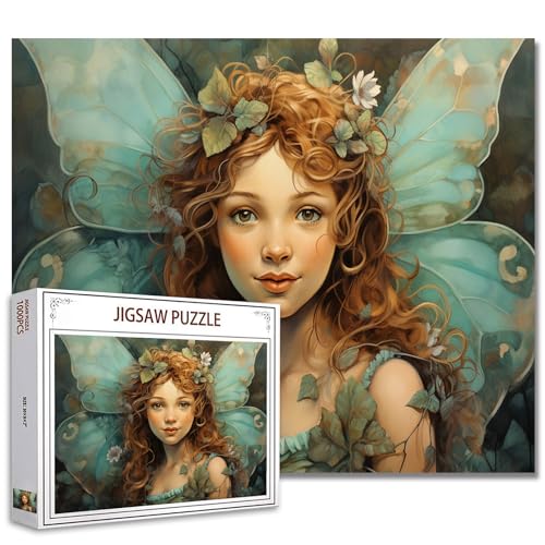 1000 Stück Puzzles für Erwachsene Baby Mädchen Engel Malerei Jigsaw Puzzle Hübsches Mädchen Puzzles für herausfordernde Familie Aktivität Spiel Mädchen Blumen Kunst DIY Puzzle Wanddekoration von Tucocoo