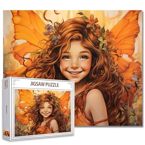 1000 Stück Puzzles für Erwachsene Engel Mädchen Malerei Jigsaw Puzzle rosa Rose Kranz Puzzles für anspruchsvolle Familie Aktivität Spiel Mädchen Blumen Kunst DIY Puzzle Wall Decor (Colorful) von Tucocoo