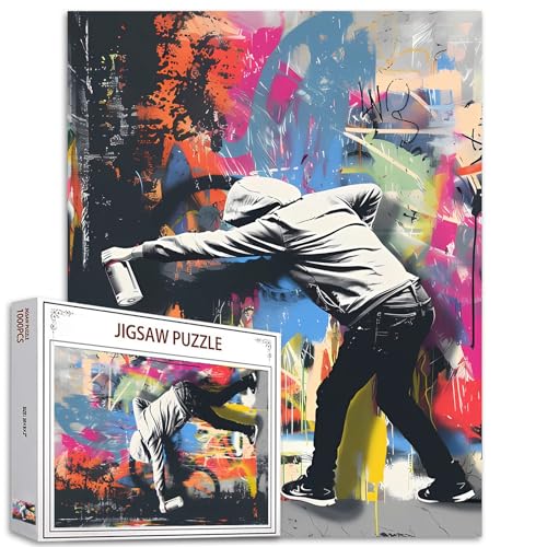 1000 Stück Puzzles für Erwachsene Graffiti Little Angels Malerei Jigsaw Puzzle Gedanke Puzzles für anspruchsvolle Familie Aktivität Spiel Street Art DIY Puzzle Wall Decor (bunt) von Tucocoo