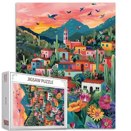 1000 Stück Puzzles für Erwachsene Graffitibau Malerei Jigsaw Puzzle Bergwald Puzzles für herausfordernde Familie Aktivität Spiel Sukkulenten Pflanzen Kunst DIY Puzzle Wanddekoration Geschenke von Tucocoo