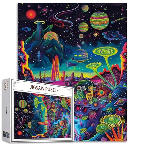 1000 Stück Puzzles für Erwachsene Graffitic Planet Malerei Jigsaw Puzzle Bergwald 1000 Stück Puzzles Spiel Seifenblasen Tier Tropische Pflanzen DIY Craft Puzzle Kunst Zimmer Wanddekoration Geschenk von Tucocoo