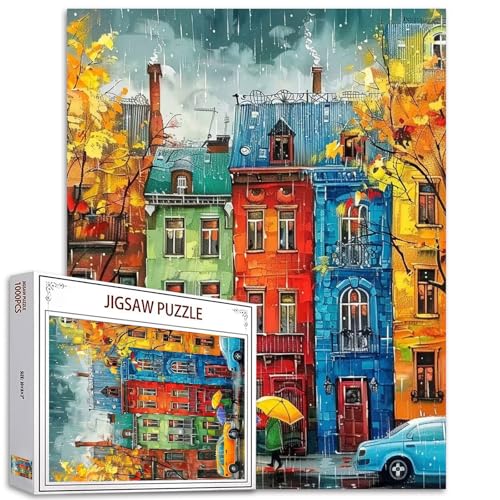 Tucocoo 1000 Stück Puzzle für Erwachsene - Regenmalerei Jigsaw Puzzle - Rustikaler Stil - Ideal für Familie und Freunde - 19,69 x 27,56 Zoll (50 x 70 cm) von Tucocoo