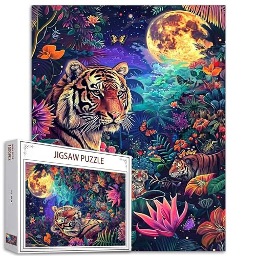 1000 Stück Puzzles für Erwachsene Tiger bei Vollmond Malerei Jigsaw Puzzle afrikanische Tier Puzzles für anspruchsvolle Familie Aktivität Spiel Wald Wildlife Art DIY Puzzle Wanddekoration Geschenke 1000 Stück Puzzles für Erwachsene Tiger bei Vollmond Malerei Jigsaw Puzzle afrikanische Tier Puzzles für anspruchsvolle Familie Aktivität Spiel Wald Wildlife Art DIY Puzzle Wanddekoration Geschenke von Tucocoo