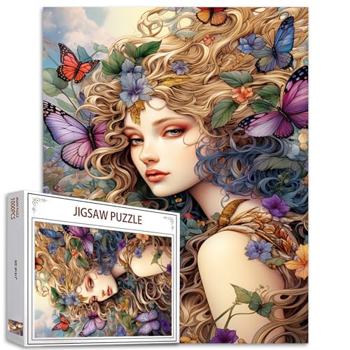 1000 Teile Flower Fairy Girl Puzzles für Erwachsene Moderne Porträts Jigsaw Puzzle für anspruchsvolle Familienspiele, Bunte Puzzles für dekorative Geschenke 1000 Teile Flower Fairy Girl Puzzles für Erwachsene Moderne Porträts Jigsaw Puzzle für anspruchsvolle Familienspiele, Bunte Puzzles für dekorative Geschenke von Tucocoo