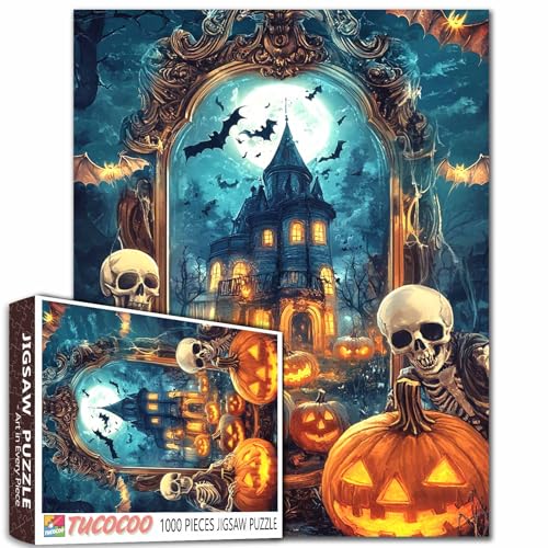1000 Teile Halloween Puzzle für Erwachsene Spukhaus Puzzle mit Skeletten und Kürbissen Herausfordernde Puzzles Gruselige Gothic Halloween Dekor Spaß Nacht Aktivität Geschenk für Puzzle-Liebhaber 1000 Teile Halloween Puzzle für Erwachsene Spukhaus Puzzle mit Skeletten und Kürbissen Herausfordernde Puzzles Gruselige Gothic Halloween Dekor Spaß Nacht Aktivität Geschenk für Puzzle-Liebhaber von Tucocoo