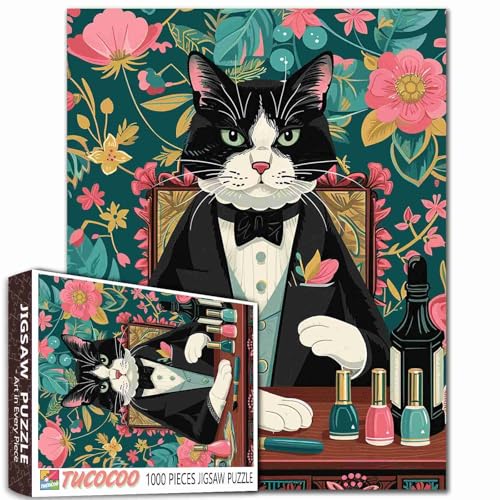1000 Teile Puzzle für Erwachsene, lustiges Smoking, Katzensalon, Maniküre-Puzzle, Kätzchen, tragen Sie einen formellen Anzug, Kunstpuzzles für anspruchsvolle Familienaktivitäten, Spiel, buntes 1000 Teile Puzzle für Erwachsene, lustiges Smoking, Katzensalon, Maniküre-Puzzle, Kätzchen, tragen Sie einen formellen Anzug, Kunstpuzzles für anspruchsvolle Familienaktivitäten, Spiel, buntes von Tucocoo