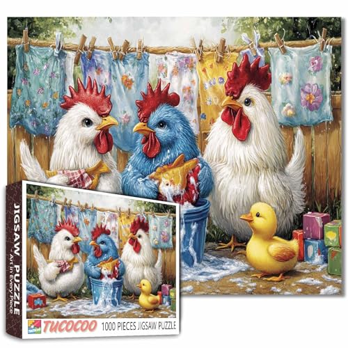 1000 Teile Puzzle für Erwachsene Hähne Wäsche-Puzzle Bauernhoftier Waschen Kleidung Szene Puzzles Spiel Wanddekoration DIY Handwerk Puzzle Wäsche Tier Kunst für Heimdekoration 1000 Teile Puzzle für Erwachsene Hähne Wäsche-Puzzle Bauernhoftier Waschen Kleidung Szene Puzzles Spiel Wanddekoration DIY Handwerk Puzzle Wäsche Tier Kunst für Heimdekoration von Tucocoo