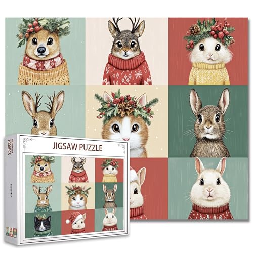 1000 Teile Puzzle für Erwachsene Pelzige Tiere in festlichen Pullovern Jigsaw Puzzle Kreative Tiere Liebenswerte Portraits 1000 Teile Puzzle Spiel Wanddekoration DIY Basteln Puzzle Kunst 1000 Teile Puzzle für Erwachsene Pelzige Tiere in festlichen Pullovern Jigsaw Puzzle Kreative Tiere Liebenswerte Portraits 1000 Teile Puzzle Spiel Wanddekoration DIY Basteln Puzzle Kunst von Tucocoo