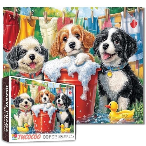 1000 Teile Puzzle für Erwachsene Wäsche Tier Puzzle 3 Schöne Welpen Puzzles Spiel Spaß Hunde Wanddekoration DIY Handwerk Puzzle Welpen Wäschekunst für Hundeliebhaber 1000 Teile Puzzle für Erwachsene Wäsche Tier Puzzle 3 Schöne Welpen Puzzles Spiel Spaß Hunde Wanddekoration DIY Handwerk Puzzle Welpen Wäschekunst für Hundeliebhaber von Tucocoo