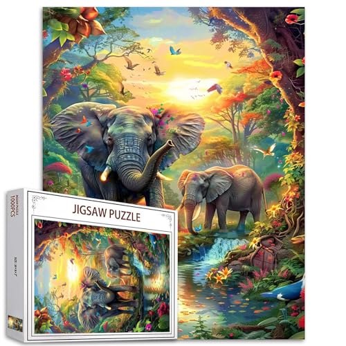 Tucocoo 1000-teiliges Puzzle für Erwachsene - Wald Dschungel Tier Malerei - Afrikanische Elefanten - Puzzles für anspruchsvolle Familie - Wildtiere Vögel Kunst DIY Puzzle Wanddekoration Geschenke Tucocoo 1000-teiliges Puzzle für Erwachsene - Wald Dschungel Tier Malerei - Afrikanische Elefanten - Puzzles für anspruchsvolle Familie - Wildtiere Vögel Kunst DIY Puzzle Wanddekoration Geschenke von Tucocoo