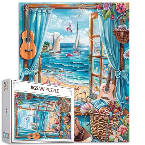 1000 Teile Puzzles für Erwachsene Sommer Strand Blau Meer Puzzle Fenster Strandlandschaft 1000 Teile Puzzles Spiel Cool Urlaub Meer Landschaft Wanddekoration DIY Handwerk Puzzle Urlaub Kunst 1000 Teile Puzzles für Erwachsene Sommer Strand Blau Meer Puzzle Fenster Strandlandschaft 1000 Teile Puzzles Spiel Cool Urlaub Meer Landschaft Wanddekoration DIY Handwerk Puzzle Urlaub Kunst von Tucocoo