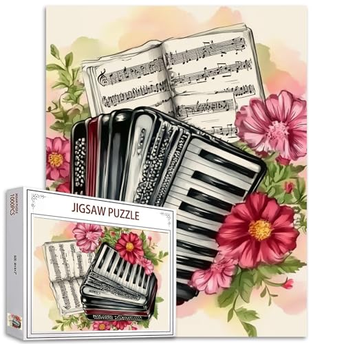 1000 Teile Puzzles für Erwachsene Vintage Akkordeon und Musikblatt Puzzle Liebe für Musikinstrument 1000 Teile Puzzles für herausfordernde Familienaktivitätsspiel Wanddekoration DIY Puzzle 1000 Teile Puzzles für Erwachsene Vintage Akkordeon und Musikblatt Puzzle Liebe für Musikinstrument 1000 Teile Puzzles für herausfordernde Familienaktivitätsspiel Wanddekoration DIY Puzzle von Tucocoo