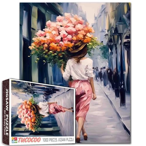1000 Teile Puzzles für Erwachsene halten Blumenstrauß Frau Malerei Puzzle Lady Walk on Street Puzzles Spiel Wanddekoration DIY Handwerk Puzzle Frau Blumen Kunst für Heimdekoration 1000 Teile Puzzles für Erwachsene halten Blumenstrauß Frau Malerei Puzzle Lady Walk on Street Puzzles Spiel Wanddekoration DIY Handwerk Puzzle Frau Blumen Kunst für Heimdekoration von Tucocoo