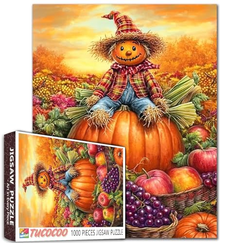 1000 Teile Thanksgiving-Herbstlandschaft Puzzle für Erwachsene, Vögel und Kürbisse, Kunst-Puzzle, anspruchsvolle Familienaktivität, perfekt für Spielabende, Herbstlaub, Wandkunst, Erntedank-Dekoration 1000 Teile Thanksgiving-Herbstlandschaft Puzzle für Erwachsene, Vögel und Kürbisse, Kunst-Puzzle, anspruchsvolle Familienaktivität, perfekt für Spielabende, Herbstlaub, Wandkunst, Erntedank-Dekoration von Tucocoo