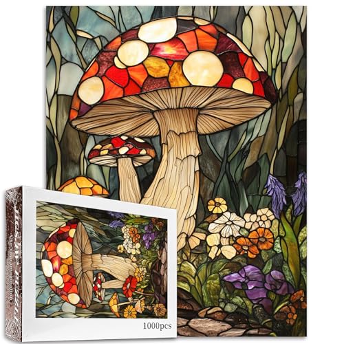 1000-teiliges Puzzle für Erwachsene, Buntglas-Pilz-Malerei, Puzzle, Pilzwelt, 1000 Teile, Puzzle-Spiel, bunte Glasblumen, Wanddekoration, Bastelpuzzle, Pilze, Landschaftskunst 1000-teiliges Puzzle für Erwachsene, Buntglas-Pilz-Malerei, Puzzle, Pilzwelt, 1000 Teile, Puzzle-Spiel, bunte Glasblumen, Wanddekoration, Bastelpuzzle, Pilze, Landschaftskunst von Tucocoo