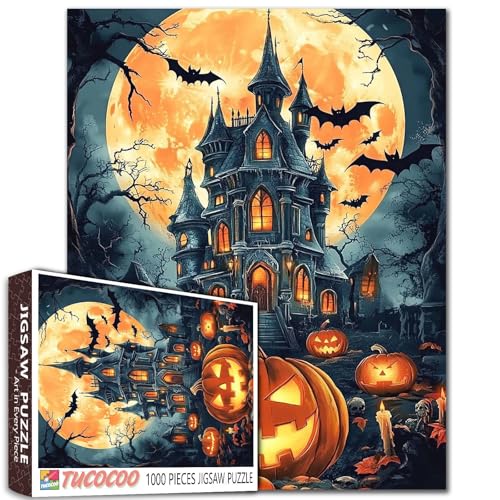 1000-teiliges Puzzle für Erwachsene, Vampirhaus-Puzzle, gruseliges Halloween-Schloss-Puzzle, anspruchsvolle Familienaktivität, perfekt für Spielabende, Puzzle als Wandkunst, Halloween-Dekoration 1000-teiliges Puzzle für Erwachsene, Vampirhaus-Puzzle, gruseliges Halloween-Schloss-Puzzle, anspruchsvolle Familienaktivität, perfekt für Spielabende, Puzzle als Wandkunst, Halloween-Dekoration von Tucocoo