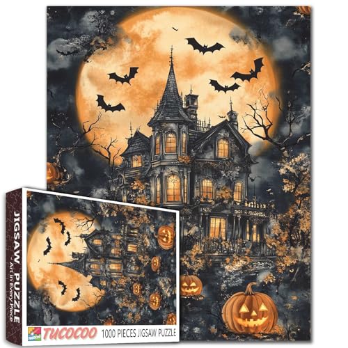 1000-teiliges Puzzle für Erwachsene, Vampirhaus-Puzzle, gruseliges Halloween-Schloss-Puzzle, anspruchsvolle Familienaktivität, perfekt für Spielabende, Puzzle als Wandkunst, Halloween-Dekoration 1000-teiliges Puzzle für Erwachsene, Vampirhaus-Puzzle, gruseliges Halloween-Schloss-Puzzle, anspruchsvolle Familienaktivität, perfekt für Spielabende, Puzzle als Wandkunst, Halloween-Dekoration von Tucocoo