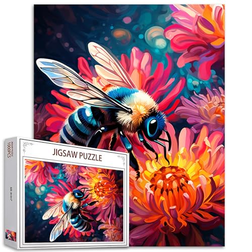 1000-teiliges Puzzle für Erwachsene, herausforderndes Puzzle, perfekt für Spiel, blühende Blumen, Biene, Puzzle, 1000 Teile, bunte rosa Blume, Honig, Puzzle, Kunst für Familie, Spaß, 1000-teiliges Puzzle für Erwachsene, herausforderndes Puzzle, perfekt für Spiel, blühende Blumen, Biene, Puzzle, 1000 Teile, bunte rosa Blume, Honig, Puzzle, Kunst für Familie, Spaß, von Tucocoo