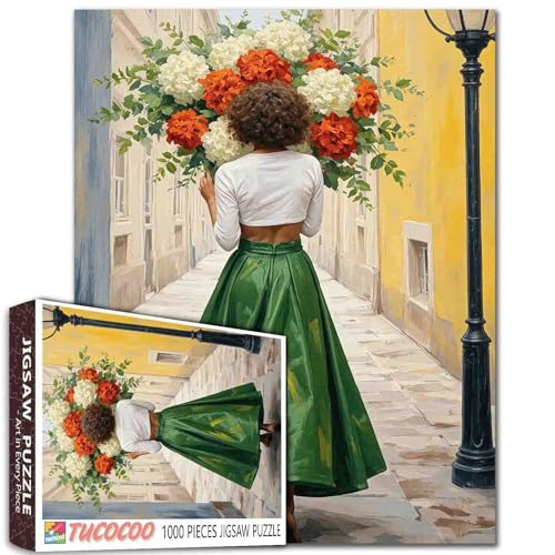1000-teiliges Puzzle mit Blumenstrauß für Erwachsene, Dame auf der Straße, anspruchsvolle Familienaktivität, perfekt für Spielabende, Frauen-Puzzle, Wandkunst-Dekoration 1000-teiliges Puzzle mit Blumenstrauß für Erwachsene, Dame auf der Straße, anspruchsvolle Familienaktivität, perfekt für Spielabende, Frauen-Puzzle, Wandkunst-Dekoration von Tucocoo