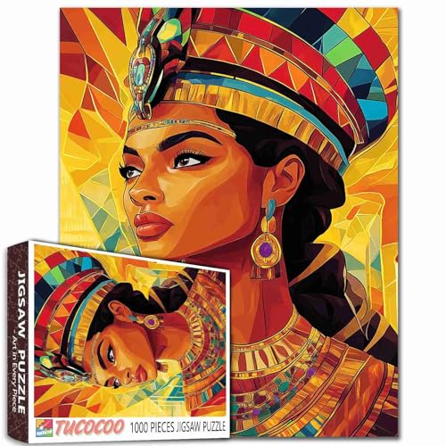 Abstrakte Afrika Schwarze Frau 1000 Teile Puzzle für Erwachsene Retro Black Girl Painting Herausforderndes Puzzle Perfekt für Spiel Geschenke DIY Home Wall Decor Vintage Figur Kunst Puzzles von Tucocoo